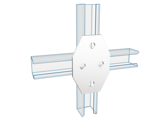 Channel Flat Fittings Cross Connector 4 Holes