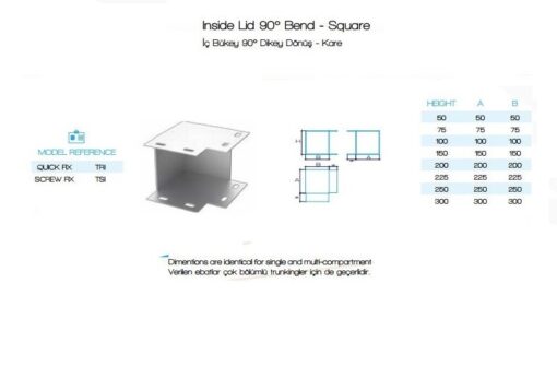 Inside Lid 90° Bend – Square